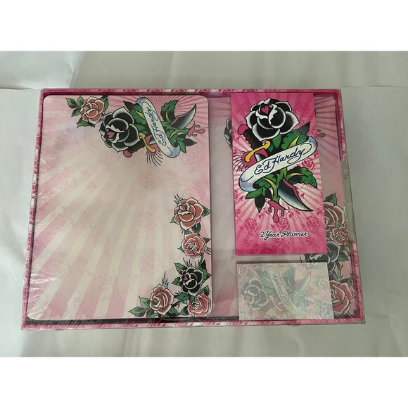 Lisa Frank Ed Hardy Stationery Set Undated Planner Mouse Pad Desk Tray - Picture 1 of 5